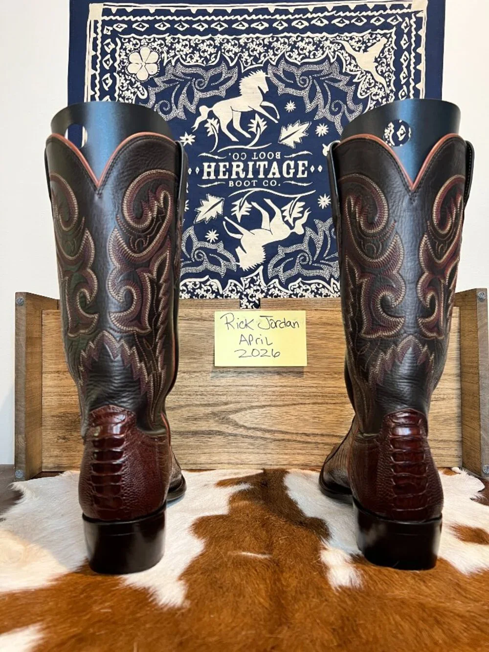 [SOLD] Lucchese Exotic Ostrich Leg Cowboy Boots in Men's Size 9D - Picture 5 of 9